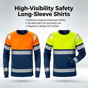 Wholesale Customized Workwear High-Visibility Reflective Breathable Long Sleeve T-Shirts Safety Uniform for Night <strong>Work</strong> - Product Image 3