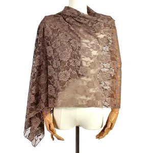 Wholesale custom new designer hollow rose lace spring summer decor women scarves and shawls