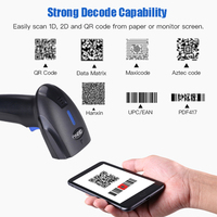 Lector de Códigos de Barras 2D Inalámbrico BT, Escáner de Códigos QR con 20 Horas de Autonomía Continua, Compatible con Windows/Android/iOS, Disponible en Stock