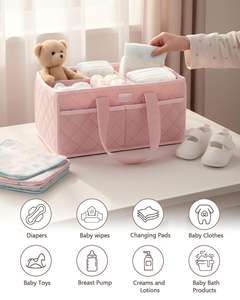 Organizador de Pañales de Poliéster con 3 Compartimentos Extraíbles, 4 Bolsillos Laterales, Portátil, para Uso en el Coche o Guardería, Resistente al Agua, Gran Capacidad - Product Image 3