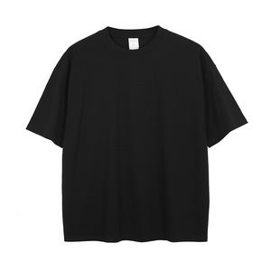T-shirt décontracté surdimensionné en coton 240 GSM à col rond et manches courtes, respirant et écologique, avec logo imprimé, couleur unie, pour homme - Product Image 2