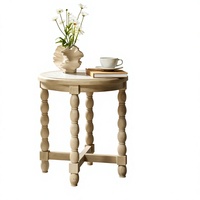 Table d'appoint antique en bois massif d'inspiration campagnarde avec design compact pour salon, chambre à coucher, meubles de maison