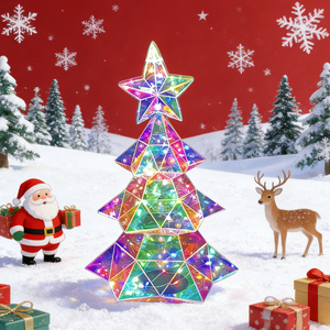 ต้นคริสต์มาสโฮโลแกรม LED ส่องแสงระยิบระยับ ทำมือ เป็นมิตรกับสิ่งแวดล้อม ทันสมัย ขนาด 33 ซม. สำหรับตกแต่งภายในบ้านในช่วงคริสต์มาส ใช้พอร์ต USB - Product Image 6