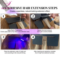 GlamorDove Kit de lumière UV Système d'extensions de cheveux avec lumière UV Lampe LED Machine, colle, brosse, dissolvant, bouclier anti-UV Defender