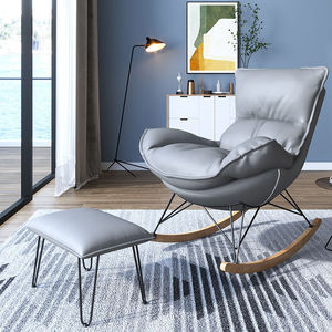 Sillón de lujo de cuero y terciopelo, sillón individual tapizado para sala de estar, oficina, hotel, ocio - Product Image 2