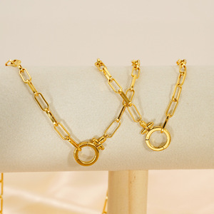 Zogxin Stainless Steel Necklace And <b>Bracelet</b> <b>Set</b> 18K Gold Plated Geometric Chain Link Jewelry For Women Fashion Accessory - Product Image 4