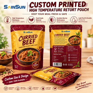 ถุงบรรจุภัณฑ์อาหารแบบรีทอร์ทสำหรับเนื้อวัวและอาหารอื่นๆ  แบบมีซิปล็อค ทนความร้อนสูง พิมพ์ลายได้โดยตรงจากโรงงาน - Product Image 1
