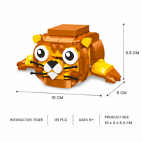 Ensemble de blocs de construction interactifs Tigre personnalisé de 181 pièces, jouet de construction STEM avec bouton poussoir pour animaux mobiles, marque privée OEM