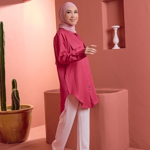 Abito in Chiffon leggero Baju Kurung all'ingrosso abbigliamento musulmano contemporaneo in tinta unita abbigliamento quotidiano del sud-est asiatico - Product Image 1