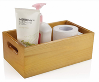 Organisateur en bois sélectionné, boîte ouverte, 4 paquets, conteneur de rangement en bois avec poignée pour vêtements, chaussures, rangement sur comptoir