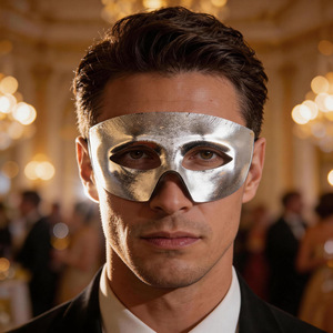 Masque de fête d'Halloween brillant HLC ODM pour hommes, masque de <span class=keywords><strong>mascarade</strong></span> pour fête d'Halloween et bal de Mardi Gras, masque pour les yeux demi-visage - Product Image 1