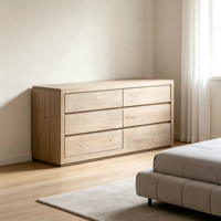 Commode de Rangement à 6 Tiroirs en Bois Massif Écologique, Style Nordique Minimaliste Moderne, Stable pour Usage Quotidien à Long Terme, Meuble de Maquillage pour Chambre à Coucher