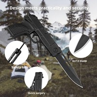 Couteau de poche pliant en acier inoxydable 3Cr13 en forme de pistolet pour le camping, l'EDC et les activités de plein air
