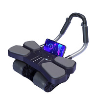 Roue abdominale automatique à quatre rouleaux élargie avec support coudes, entraîneur abdominal portable pour la mise en forme abdominale à domicile