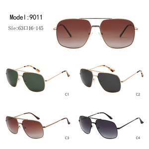 Lunettes de soleil polarisées carrées à double pont, monture métallique, protection UV400, en stock, logo personnalisé - Product Image 3