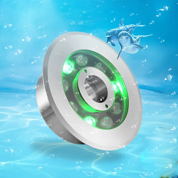 OEM 12V DCDMX水中屋内ステンレス鋼樹脂製池噴水壁ウォームホワイトデコレーションRGBLED調光ライトリング