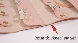 Custom Logo Foldable Travel Jewelry Storage Roll Case Soft <b>Small</b> PU Leather Bag Compartments Velvet Cushion for Rings Earrings - Product Image 5