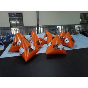 Penanda keselamatan air terbuka piramida pelampung renang air silinder tiup, pelampung renang segitiga oranye tiup untuk Bumper - Product Image 5