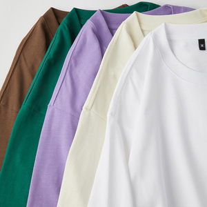 Camiseta de Cuello Redondo para Hombre, 100% Algodón, 280g, Gruesa, Talla Grande, Blanca, Ropa Informal de Verano - Product Image 1