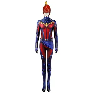 Disfraz de superhéroe de alta calidad para mujer, disfraz de Carol Danvers, Mono de Carol de Halloween con accesorios