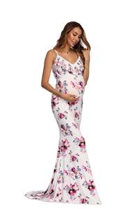 2021 mujeres embarazadas europeas y americanas con cuello en V volantes que se arrastran camisola vestido fotografía sin mangas vestido de verano - Product Image 6