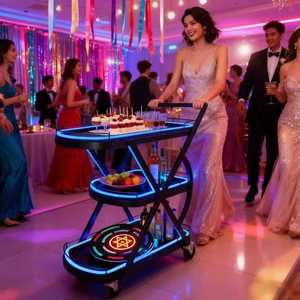 Carrito de bebidas iluminado con luces LED, panel de interruptores multifuncional, portátil para bares, discotecas, KTV, uso comercial - Product Image 4