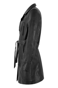 Chaqueta Acolchada con Capucha para Mujer, 100% Cuero Nappa Negro Genuino, Diseño Acolchado Cálido, Herrajes YKK, Marca Privada OEM, Invierno - Product Image 2