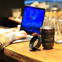 Tasse créative en acier inoxydable pour appareil photo reflex, design amusant noir et blanc pour photographe, cadeau commémoratif de bureau