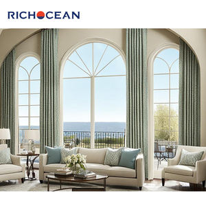 Fenêtres panoramiques fixes RICHOCEAN en aluminium à double vitrage, style arqué français, grandes fenêtres mur-à-mur à prix abordable - Product Image 2