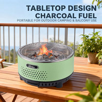 Barbecue à gaz de table moderne, pliable, compact, rond, 11,6 pouces, grille en acier inoxydable, chauffage rapide et uniforme, camping