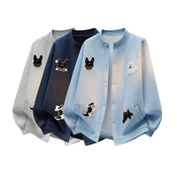 Vestes de baseball brodées avec patch de chien de dessin animé pour enfants, logo personnalisé, veste décontractée pour hommes, mode scolaire, universitaire, style Letterman