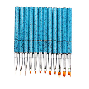 Pinceau à ongles en nylon double embout, double tête, pour liner, dessin, spatule, repousse-cuticules, incliné, Flora, petit, plat, pour sculpture, ombrage, outil de manucure - Product Image 3