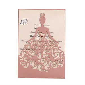 Cartes d'invitation de <span class=keywords><strong>mariage</strong></span> découpées au Laser, 50 pièces, <span class=keywords><strong>enveloppe</strong></span> en <span class=keywords><strong>dentelle</strong></span> dorée, fournitures de <span class=keywords><strong>mariage</strong></span> - Product Image 1