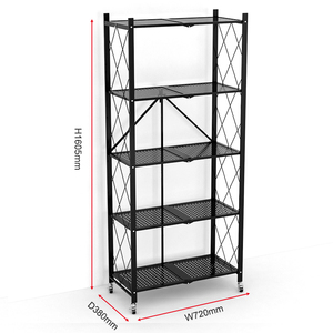 Năm Lớp Kim Loại 5 Tier Gấp Giá Có Thể Gập Lại Lưu Trữ Kệ Cho Nhà Bếp - Product Image 2