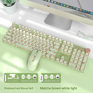 UK Language Version Punk Keycap <strong>Wireless</strong> Typewriter Style Metal Panel <strong>Mechanical</strong> Gaming <strong>Keyboard</strong> Essence Purple White Light - Product Image 4