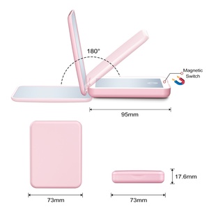 กระจกแต่งหน้าพกพาแบบพับได้ขนาดเล็ก พร้อมไฟ LED ชาร์จได้ มีไฟ 3 สี ปรับเปลี่ยนได้ - Product Image 2
