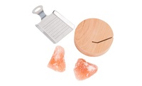 Bloc de sel rose de l'Himalaya, qualité alimentaire, râpe en acier inoxydable brut, base en bois de hêtre, boîte, sac, emballage cadeau, OEM