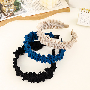 CLARMER-accesorios para el cabello para mujer, bandana plisada de tela personalizada, color sólido, barata - Product Image 1