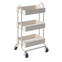 Chariot de rangement multifonctionnel portable à 3 niveaux en acier au carbone de haute qualité avec roulettes pour la maison