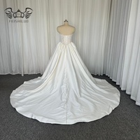 Robe de mariée de luxe moderne Feishiluo en dentelle avec perles de cristal naturel et sequins, haute qualité, coupe princesse, traîne chapelle