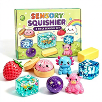 Ensemble de 8 jouets sensoriels Squishy de Noël avec boîte de rangement amusante – Pomme, Beurre, Fraise, Crème, Fromage – Anti-stress