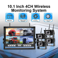 Système de caméra de recul sans fil numérique avec double antenne, 4 canaux, moniteur 10,1 pouces et enregistreur DVR intégré pour camionnette et camping-car