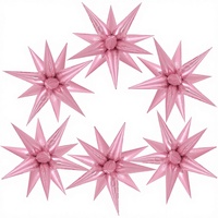 72 Ballons Étoiles Roses en Aluminium, Guirlandes d'Arche à Effet Éclatant à 12 Pointes, avec Pailles, pour Fêtes d'Anniversaire et Décorations de Fond