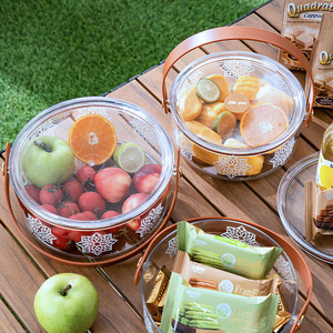 Transparent Lidded Fruit Bowl With Handle 3Pcs Set For Home Kitchen Storage Food Container With Compartments - Product Image 1