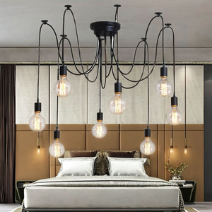Suspension d'intérieur vintage Retro Edison Bulb Iron Multi Arms Black Spider Lighting Chandelier avec plusieurs têtes de style loft - Product Image 5