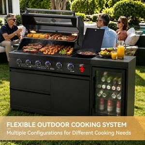 Consegna Rapida in 7 Giorni negli USA, Cucina Esterna Moderna a Gas con 4 Bruciatori in Acciaio <span class=keywords><strong>Inox</strong></span>, Isola <span class=keywords><strong>Barbecue</strong></span> Pieghevole Compatta - Product Image 2