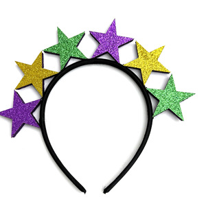 2025 Mardi Gras diadema púrpura verde oro brillo estrella <span class=keywords><strong>fleur</strong></span>-<span class=keywords><strong>de</strong></span>-<span class=keywords><strong>lis</strong></span> Headbopper carnaval diadema accesorios para el cabello - Product Image 4