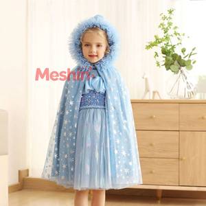 Cape de fée en tulle flocon de neige pour petites filles, costume de Noël moelleux, cape à capuche de princesse pour Halloween - Product Image 1