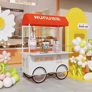 Nuevo Puesto de Mercado Nocturno, Puesto de Comida Móvil, Quiosco de Comida Plegable, Carrito de Comida Comercial con Mesa de Acero Inoxidable, Carrito de Comida de 3 Ruedas Resistente a la Oxidación - Product Image 1