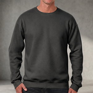 Sweat-shirt à col montant zippé vert foncé pour homme, coupe classique, couleur unie, en molleton, décontracté, manches longues, pour l'automne - Product Image 3